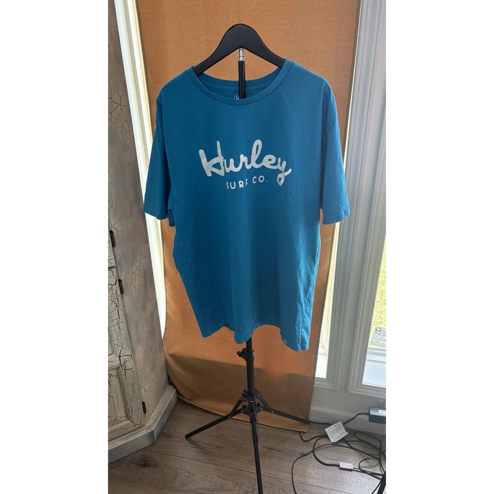 Hulrey Men's T Shirt Short Sleeve Crew Neck Blue Beach Vacation Surf Size XL